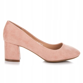 Fama Zapatos de tacón de ante en un pilar rosado 5