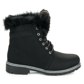 Tramperos con cordones con piel negro 4
