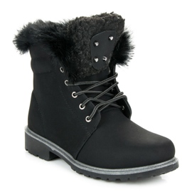 Tramperos con cordones con piel negro 5