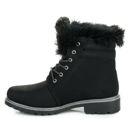 Tramperos con cordones con piel negro 6