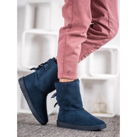 Haver Botas de nieve cálidas con lazos azul 1