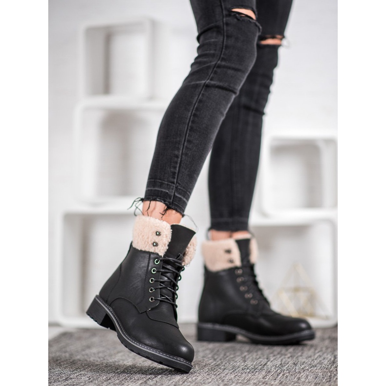 SHELOVET Tramperos con piel de oveja negro 1