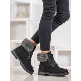SHELOVET Tramperos negros con piel 1
