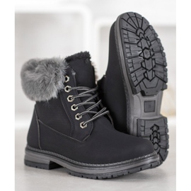 SHELOVET Tramperos negros con piel 3