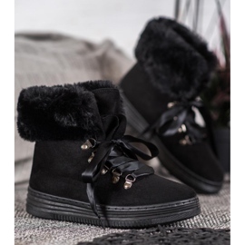 Queen Vivi Botines con cordones y piel negro 3