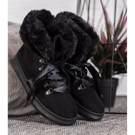 Queen Vivi Botines con cordones y piel negro 4
