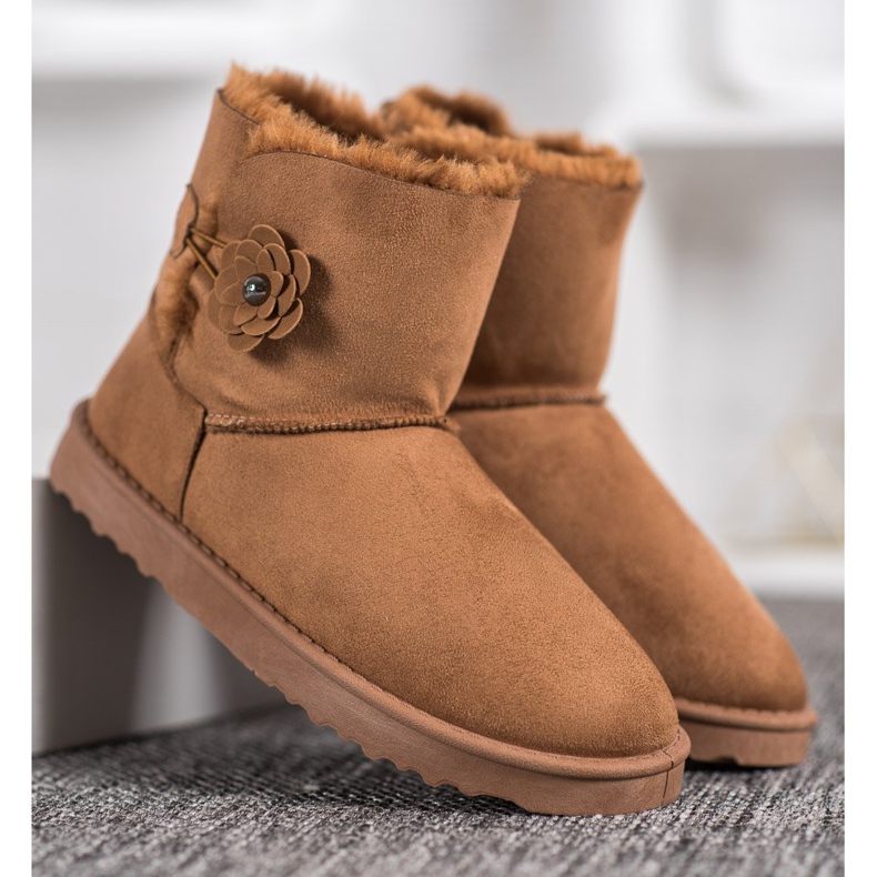 SHELOVET Mukluki con flor marrón 2