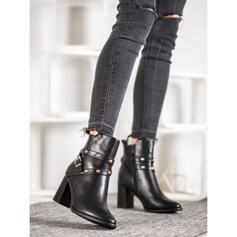 SDS Botines en un poste con pedrería negro 2