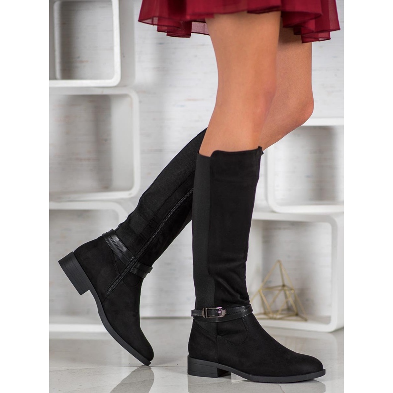 Ideal Shoes Botas de ante negro 1