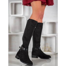 Ideal Shoes Botas de ante negro 2
