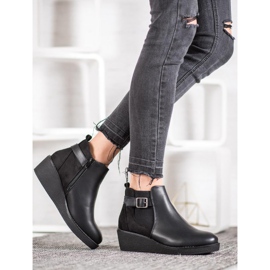 Anesia Paris Botas de cuña cómodas negro 4