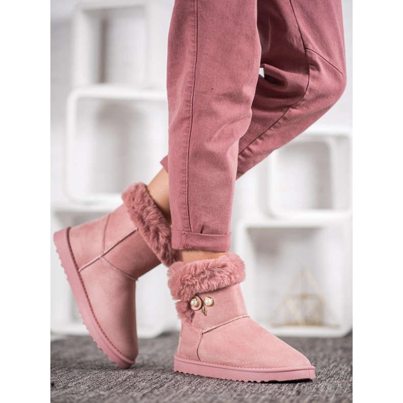 SHELOVET Botas de nieve con perlas rosado 1 SHELOVET Botas de nieve con perlas rosado 1