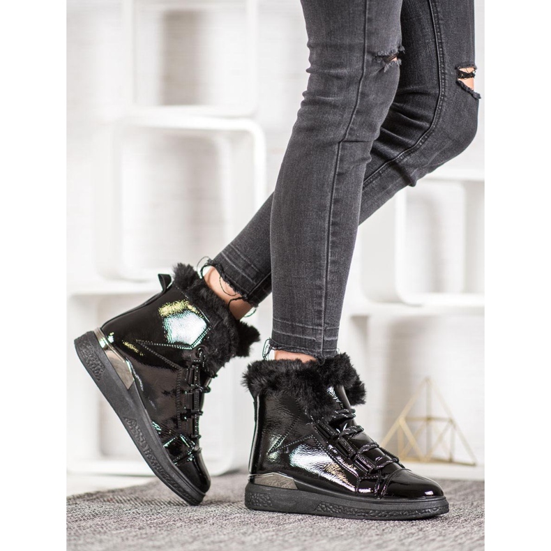 Bella Paris Botas de nieve lacadas negro 1