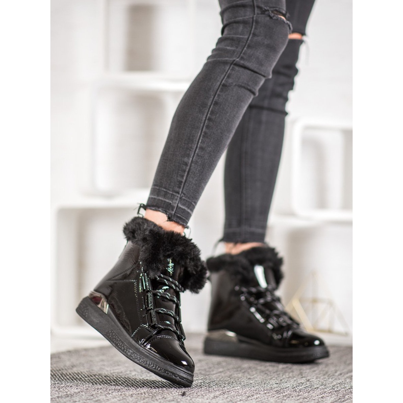 Bella Paris Botas de nieve lacadas negro 2