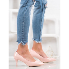 Comer Tacones cómodos barnizados rosa 2