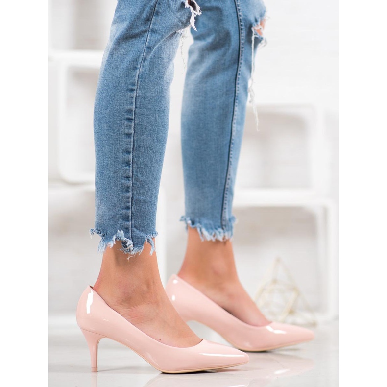 Comer Tacones cómodos barnizados rosa 2
