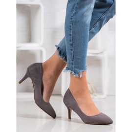SHELOVET Zapatos de tacón de ante grises 3