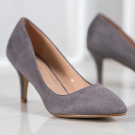 SHELOVET Zapatos de tacón de ante grises 1