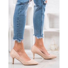 SHELOVET Zapatos de tacón de ante beige 5
