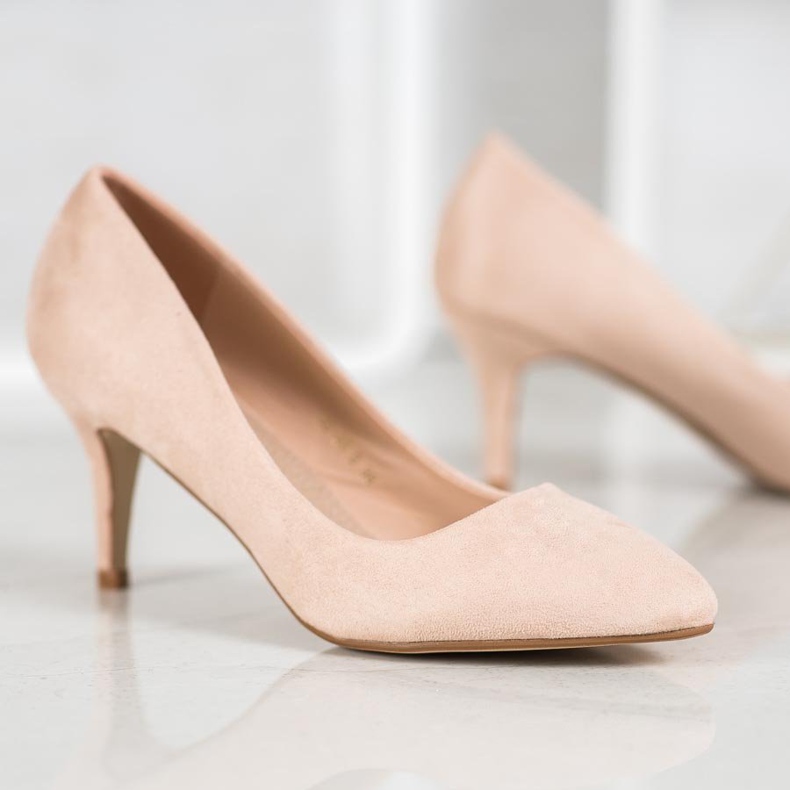 SHELOVET Zapatos de tacón de ante beige 2