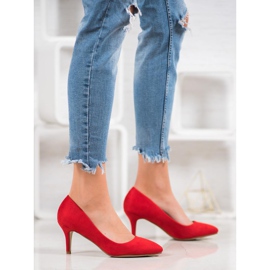 SHELOVET Zapatos de tacón de ante rojos 5