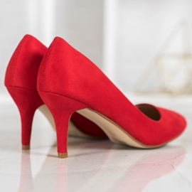 SHELOVET Zapatos de tacón de ante rojos 2