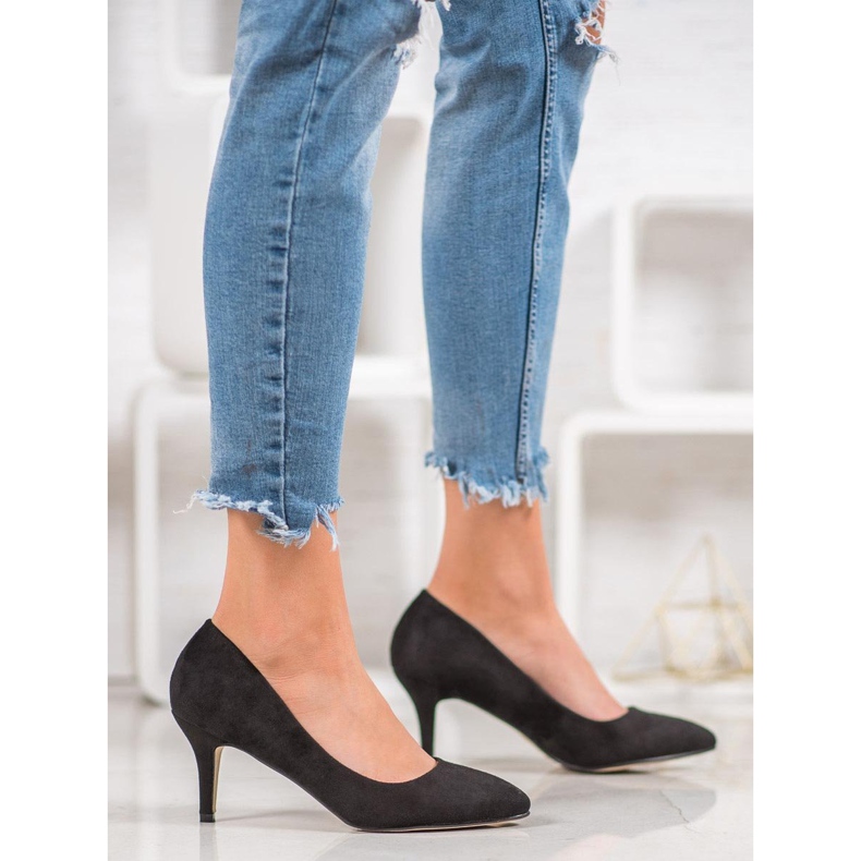 SHELOVET Zapatos de tacón de ante negros 2