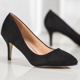 SHELOVET Zapatos de tacón de ante negros 4