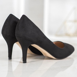 SHELOVET Zapatos de tacón de ante negros 5