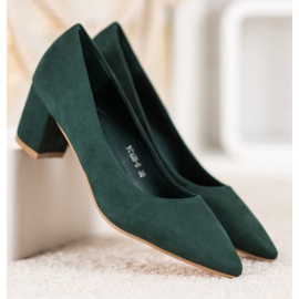 Small Swan Zapatos cómodos de gamuza verde 1