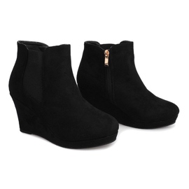 Botas de cuña de ante YL061 Negro 1