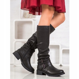 Super Mode Botas de cuero ecológico negro 2