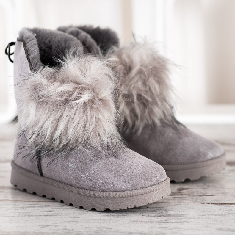 Bella Paris Botas de nieve con piel gris 2