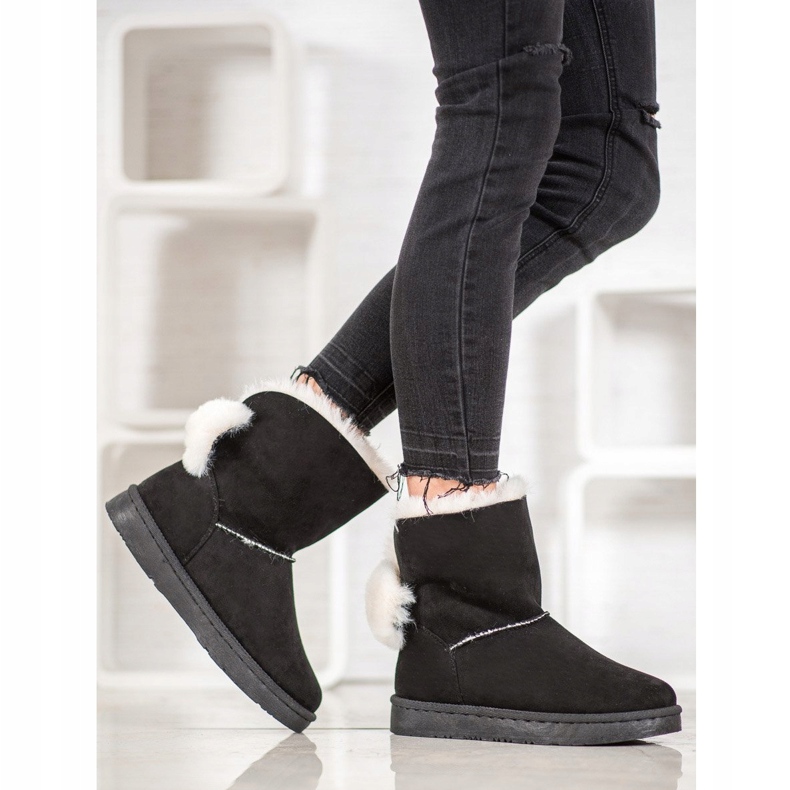 Bella Paris Botas de nieve con pompones negro 1