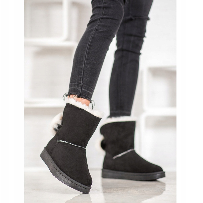 Bella Paris Botas de nieve con pompones negro 2