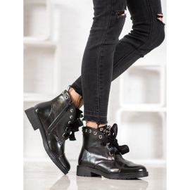 Bella Paris Botas con lazo decorativo negro 5