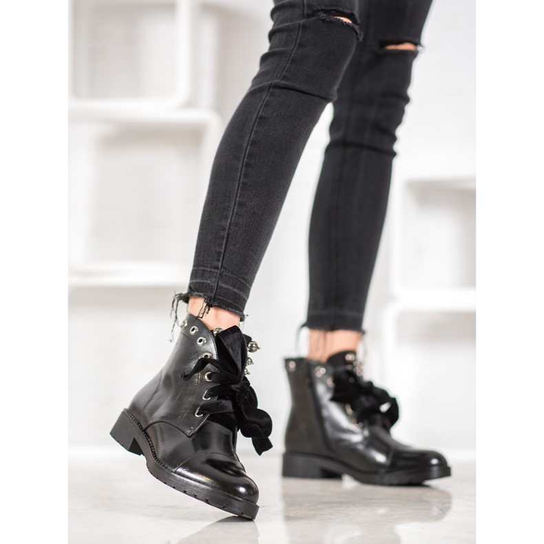 Bella Paris Botas con lazo decorativo negro 1