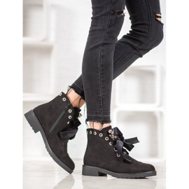 Bella Paris Botas con lazo decorativo negro 6