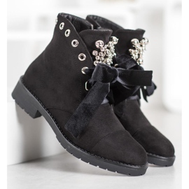 Bella Paris Botas con lazo decorativo negro 2