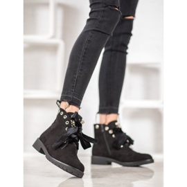 Bella Paris Botas con lazo decorativo negro 1