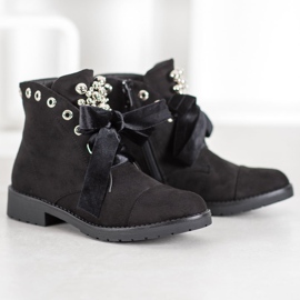 Bella Paris Botas con lazo decorativo negro 3