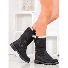 SDS Botas cálidas con cuero ecológico negro 1