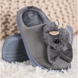 SHELOVET Pantuflas Con Lazo gris 4