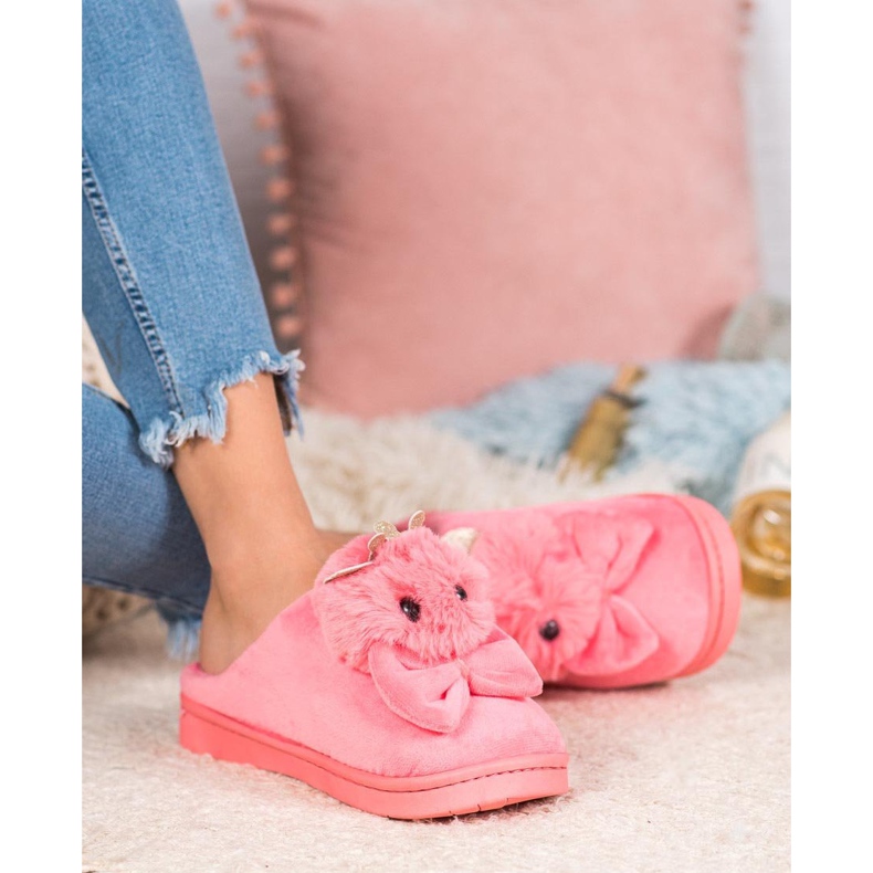 SHELOVET Pantuflas Con Lazo rosado 1