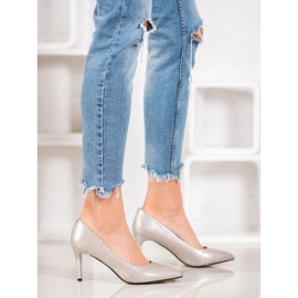 Goodin Stilettos con estilo hechos de cuero ecológico gris 2