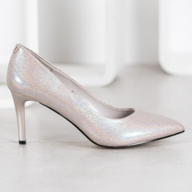 Goodin Stilettos con estilo hechos de cuero ecológico gris 4