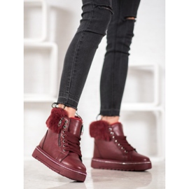 SHELOVET Botas burdeos con pelo rojo 1 SHELOVET Botas burdeos con pelo rojo 1