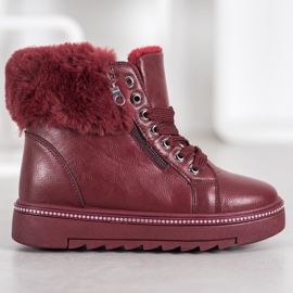 SHELOVET Botas burdeos con pelo rojo 2 SHELOVET Botas burdeos con pelo rojo 2