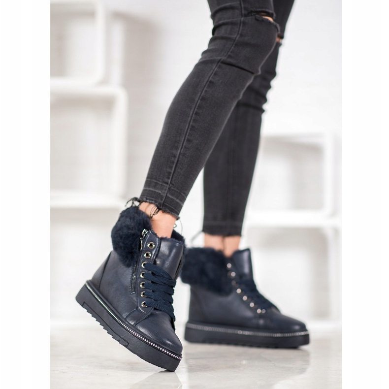 SHELOVET Botines azules con piel 1 SHELOVET Botines azules con piel 1