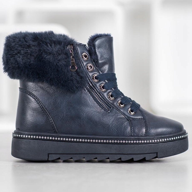 SHELOVET Botines azules con piel 2 SHELOVET Botines azules con piel 2